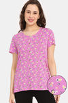 Rosaline Bloom Fest Knit Cotton Top - Phlox Pink — thumbnail 1